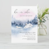 Elegant Waterverf Swans Bird Gender onthulling Inv Kaart (Staand voorkant)