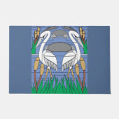 Elegant Waterverf Swans Natuur Greenery Graphics Deurmat (Voorkant)