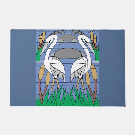 Elegant Waterverf Swans Natuur Greenery Graphics Deurmat (Voorkant)