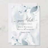Elegant Waterverf Teal Loofwerk Save the Date Kaart (Voorkant)