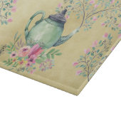 Elegant Waterverf Teapot and Flowers Gold Snijplank (Hoek)