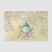Elegant Waterverf Teapot and Flowers Gold Tissuepapier (Voorkant)
