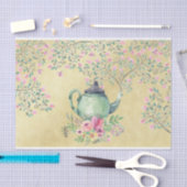 Elegant Waterverf Teapot and Flowers Gold Tissuepapier (Craft)