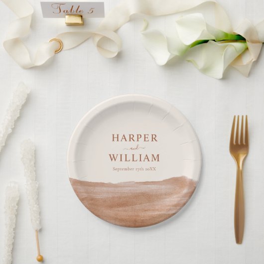 Elegant Waterverf Terracotta Boho Wedding Papieren Bordje (Huwelijk)