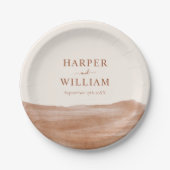 Elegant Waterverf Terracotta Boho Wedding Papieren Bordje (Voorkant)