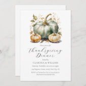 Elegant Waterverf Thanksgiving Diner Kaart (Voorkant / Achterkant)