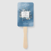 Elegant Waterverf tijdlijn en welkomstblauw Handwaaier (Achterkant)