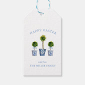 Elegant Waterverf Topiary Happy Pasen Cadeaulabel (Voorkant)