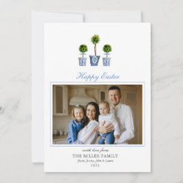 Elegant waterverf topiers Pasfoto Feestdagenkaart