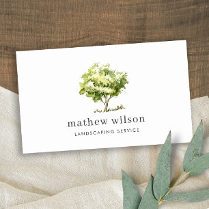 Elegant Waterverf Tree Lawnmos Lawn Care Visitekaartje