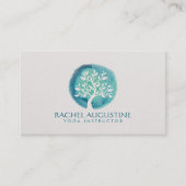Elegant Waterverf Tree Yoga Meditation Instructor Visitekaartje (Voorkant)