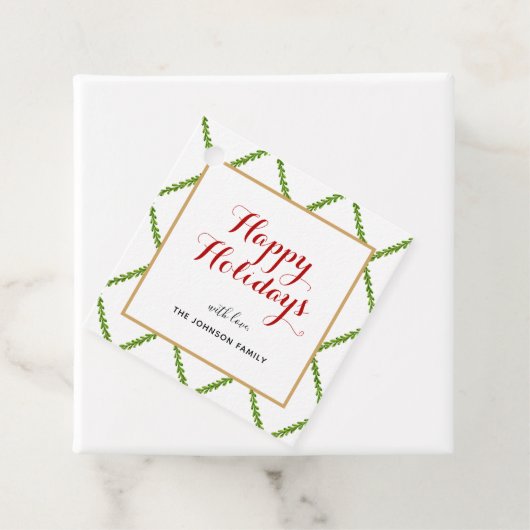 Elegant waterverf Trellis Happy Holiday plein Bedankjes Labels (In situ)