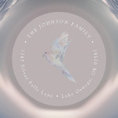 Elegant Waterverf Treurduif Retouradres Ronde Sticker