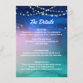 Elegant Waterverf Tropical Beach Wedding Informatiekaartje