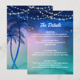 Elegant Waterverf Tropical Beach Wedding Informatiekaartje