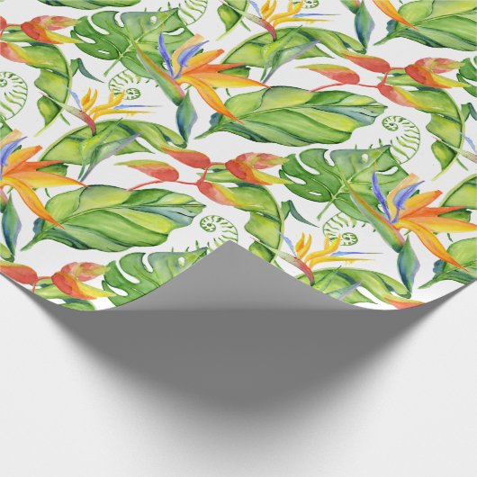 Elegant Waterverf Tropical Floral Pattern Cadeaupapier (Hoek)