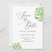 Elegant waterverf tropical monstera bruiloft save the date (Voorkant)