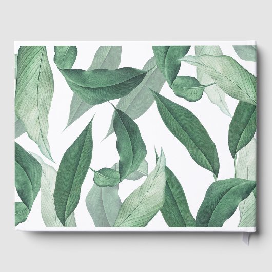 Elegant waterverf tropisch groen huwelijk gastenboek (Achterkant)