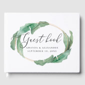 Elegant waterverf tropisch groen huwelijk gastenboek (Voorkant)