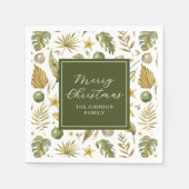 Elegant Waterverf tropisch kerstfeest Servet (Voorkant)