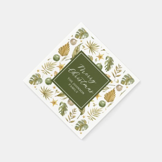 Elegant Waterverf tropisch kerstfeest Servet (Hoek)