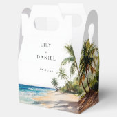 Elegant Waterverf Tropisch Strand Bruiloft Bedankdoosjes (Geopend)