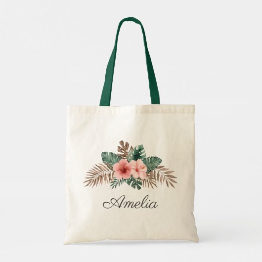 Elegant Waterverf Tropische Floral Bridesmaid Tote Bag (Achterkant)
