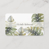Elegant Waterverf Tropische Monstera Professional Visitekaartje (Voorkant)