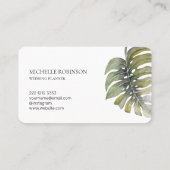 Elegant Waterverf Tropische Monstera Professional Visitekaartje (Achterkant)