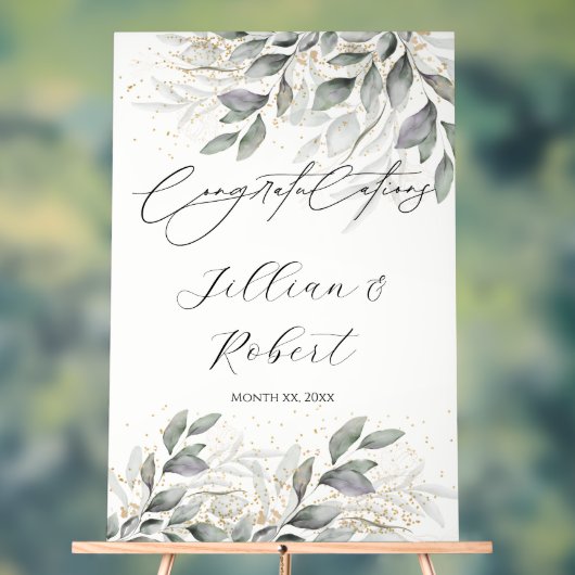 Elegant Waterverf trouwt op lofbetuigingen Acryl Bord (Neutraal)