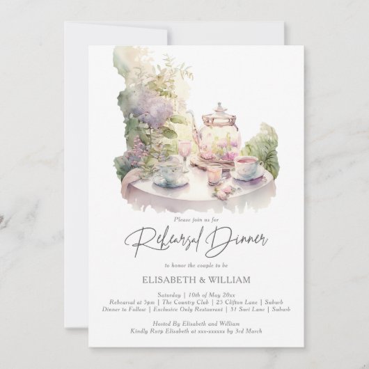 Elegant waterverf Tuin repetitie diner Kaart (Voorkant)