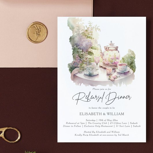 Elegant waterverf Tuin repetitie diner Kaart