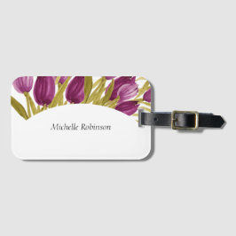 Elegant Waterverf Tulip Flowers Bagagelabel