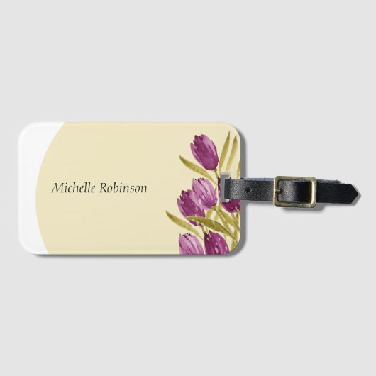 Elegant Waterverf Tulip Flowers Bagagelabel (Voorkant (horizontaal))