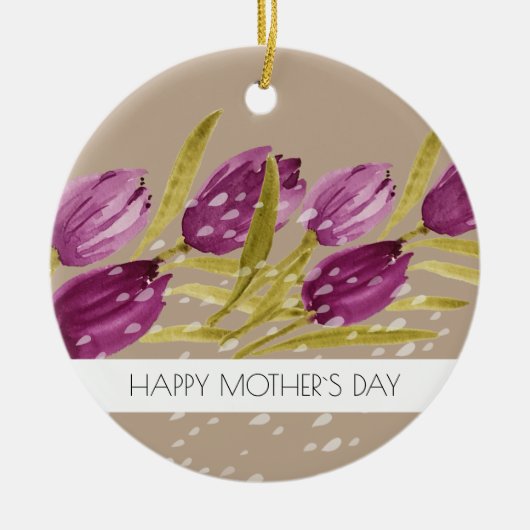 Elegant Waterverf Tulip Flowers Professional Keramisch Ornament (Voorkant)