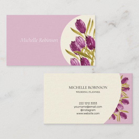 Elegant Waterverf Tulip Flowers Professional Visitekaartje (Voorkant / Achterkant)