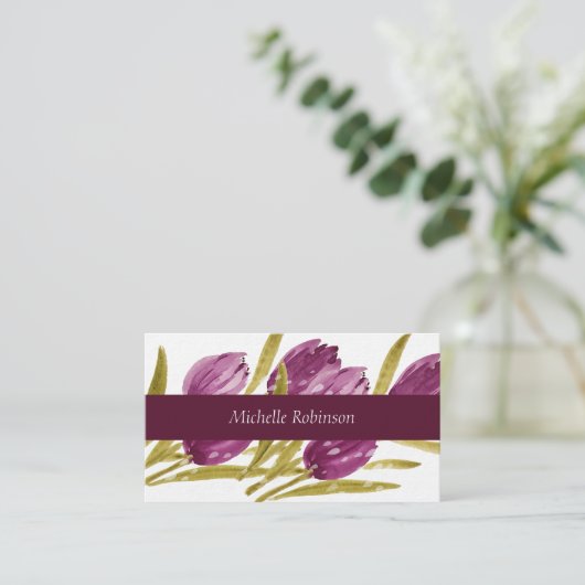 Elegant Waterverf Tulip Flowers Professional Visitekaartje (Staand voorkant)