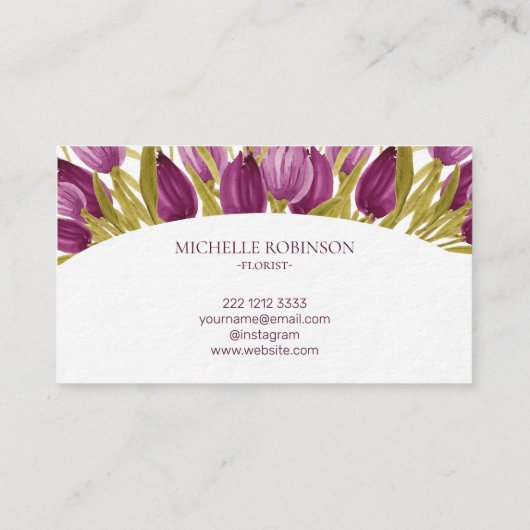 Elegant Waterverf Tulip Flowers Professional Visitekaartje (Achterkant)