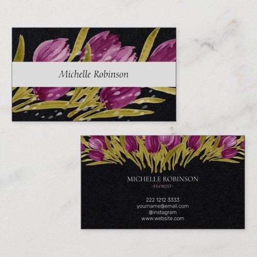 Elegant Waterverf Tulip Flowers Professional Visitekaartje (Voorkant / Achterkant)