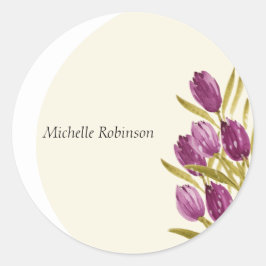 Elegant Waterverf Tulip Flowers Ronde Sticker