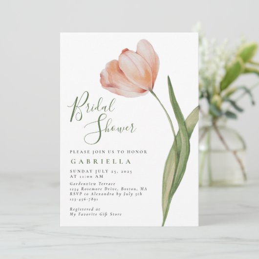 Elegant Waterverf Tulip Green Vrijgezellenfeest Kaart (Staand voorkant)