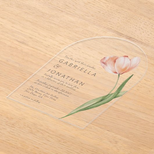 Elegant Waterverf Tulip Wedding Acryl Uitnodigingen (Laagn)
