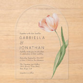 Elegant Waterverf Tulip Wedding Acryl Uitnodigingen (Voorkant)
