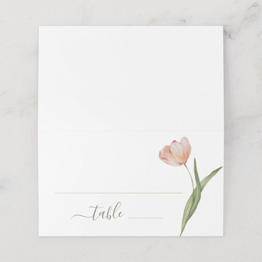 Elegant Waterverf Tulip Wedding Plaatskaartje (Buitenkant ongevouwen)