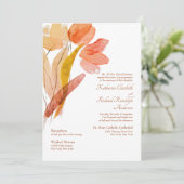 Elegant Waterverf Tulips Terracotta Wedding Kaart (Staand voorkant)