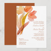 Elegant Waterverf Tulips Terracotta Wedding Kaart (Voorkant / Achterkant)
