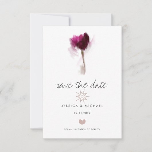 Elegant Waterverf Tulp Flower Heart Wedding Save The Date (Voorkant)