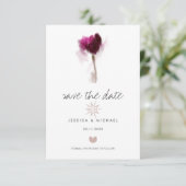 Elegant Waterverf Tulp Flower Heart Wedding Save The Date (Staand voorkant)