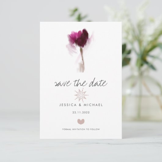 Elegant Waterverf Tulp Flower Heart Wedding Save The Date (Staand voorkant)