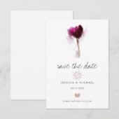 Elegant Waterverf Tulp Flower Heart Wedding Save The Date (Voorkant / Achterkant)